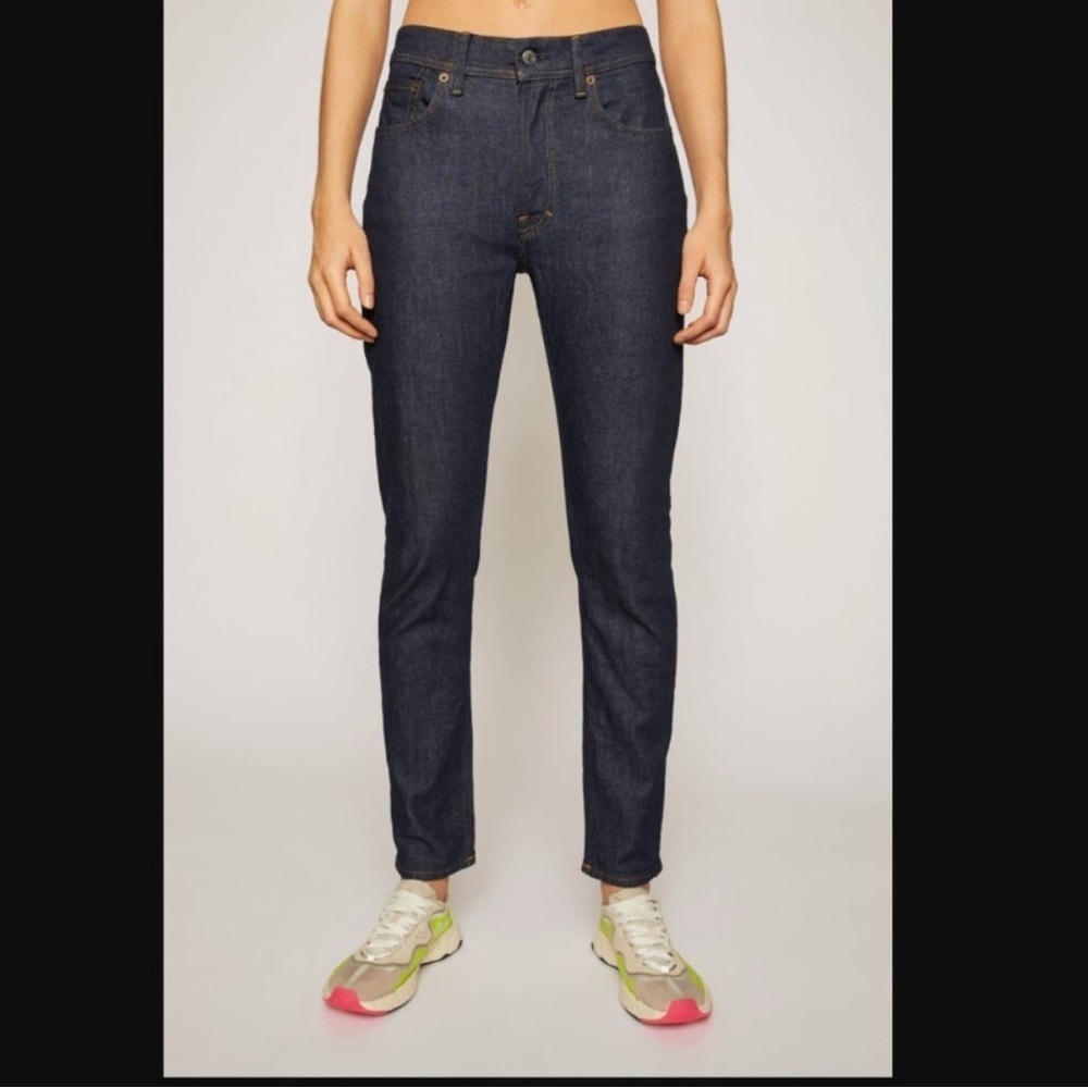 NWT Acne Studios Melk Straight Leg Jeans Size 26 Dark Wash Raw Denim Minimalist